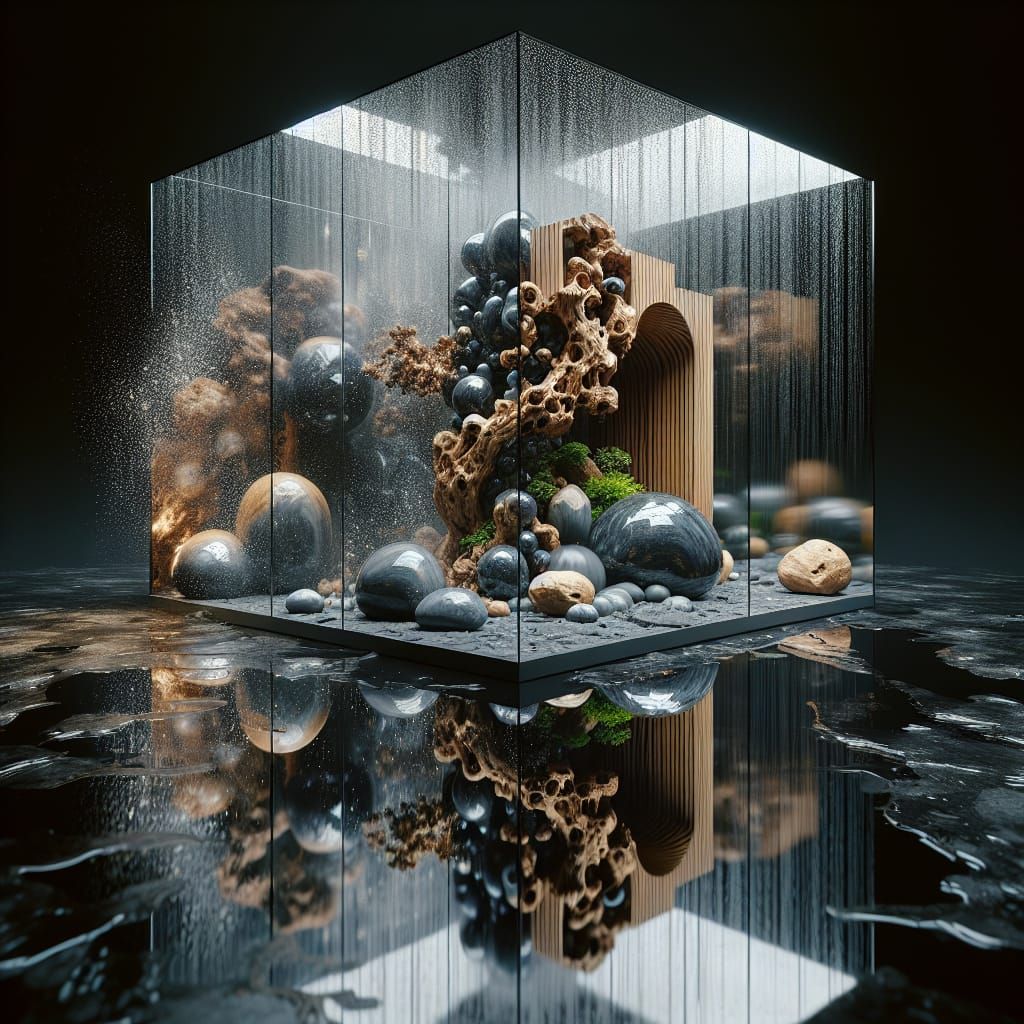 Reflective Sanctuary in Obsidian Mirror, High-Definition