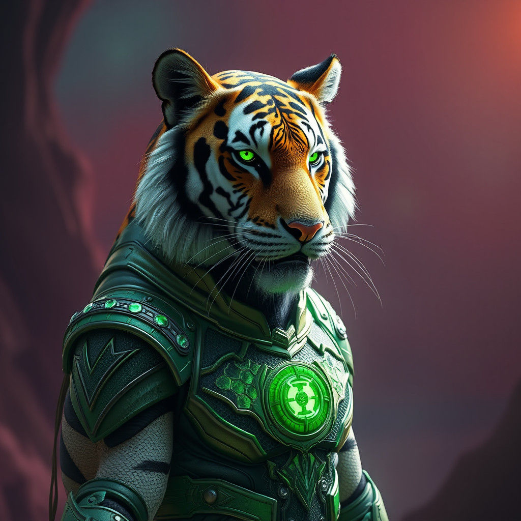 Tiger in Green Lantern Suit: Fantasy Concept Art