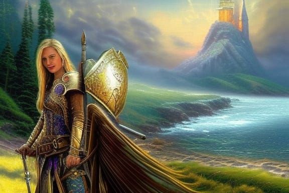 Eowyn the Shield Maiden in Hyperdetailed Ethereal Fantasy