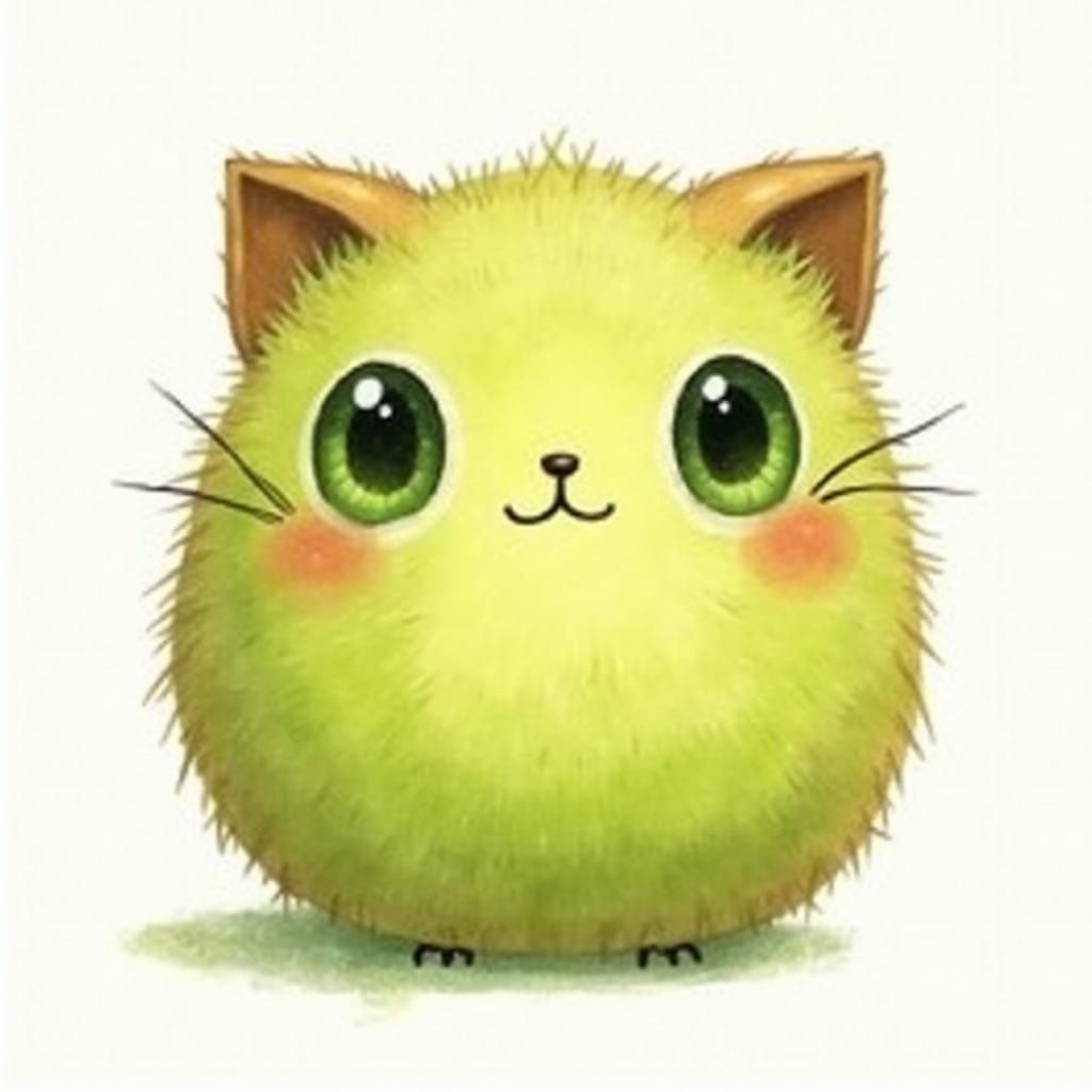 Whimsical Kiwi Fruit in Watercolor Style