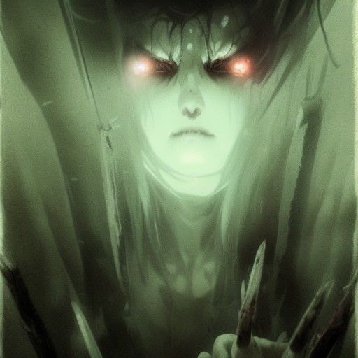 Sinister Zombie Anime Girl in Gothic Horror Style