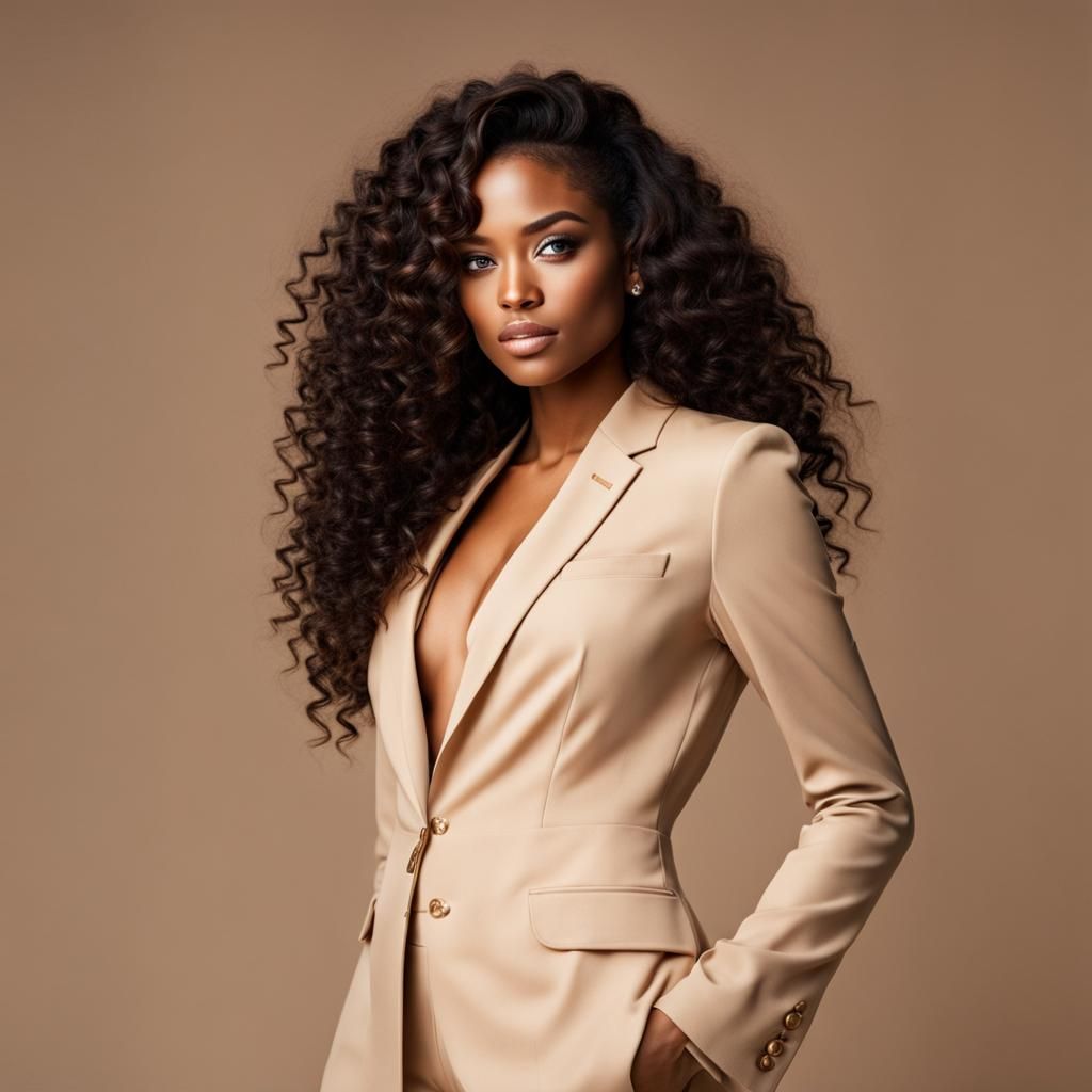 Woman with Freckles in Cream Pantsuit, Academic Art