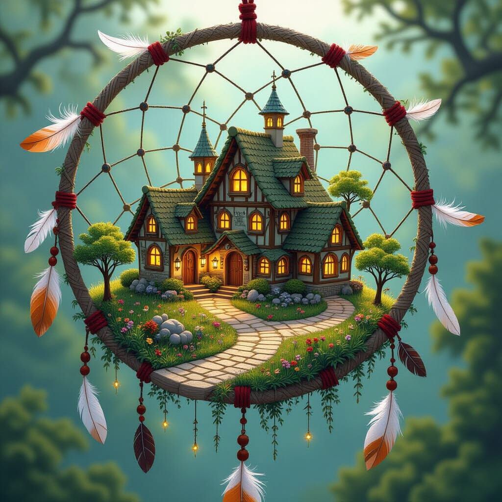 Dreamcatcher Village: Intricate Fantasy Art