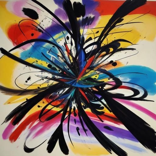 Abstract Expressionism: Woman's Body Merging with Colors