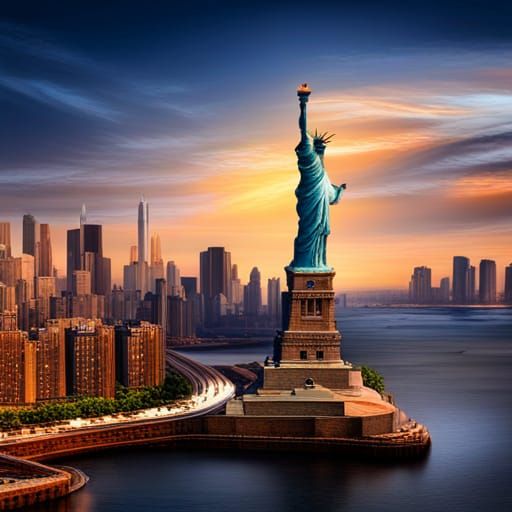 Statue of Liberty Standing Tall in the New York City Harbor