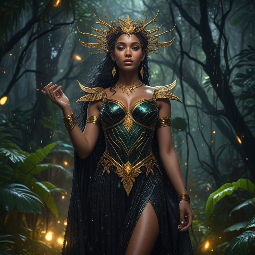 Nemesis Goddess in Rainforest Fantasy Concept Art