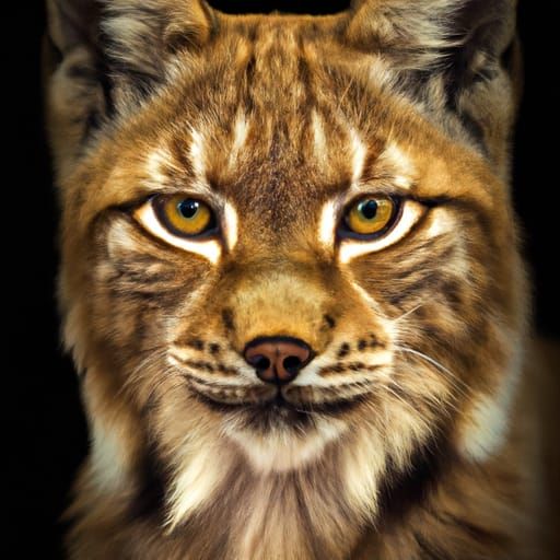 Close-up Portrait of a Sad Lynx in Studio Lighting
