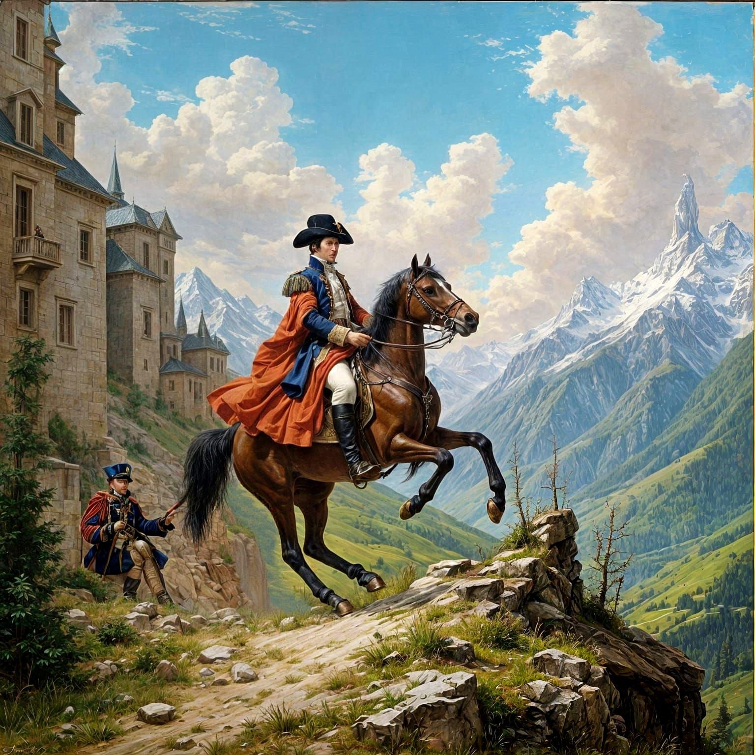 Napoleon Crossing the Alps: Classical Oil Painting