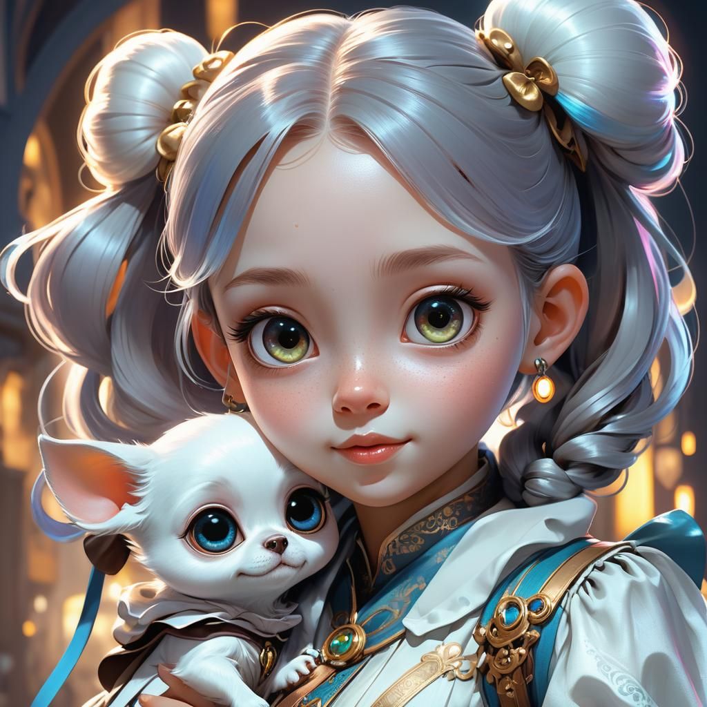 Girl with Ghost in Hyperdetailed Portrait