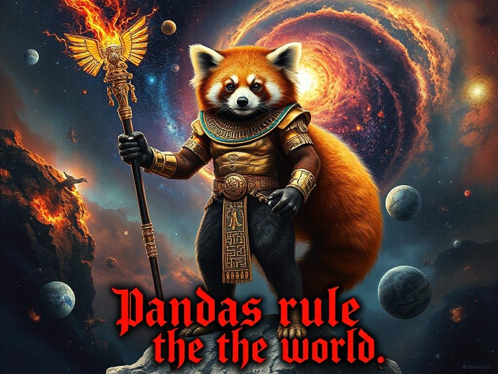 Red Panda Queen in Cosmic Armor