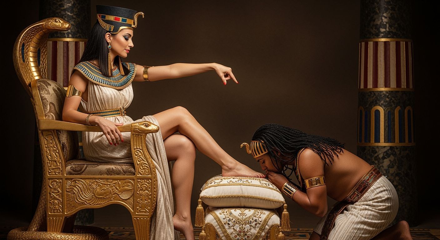 Egyptian Queen on Golden Throne, Professional Photography