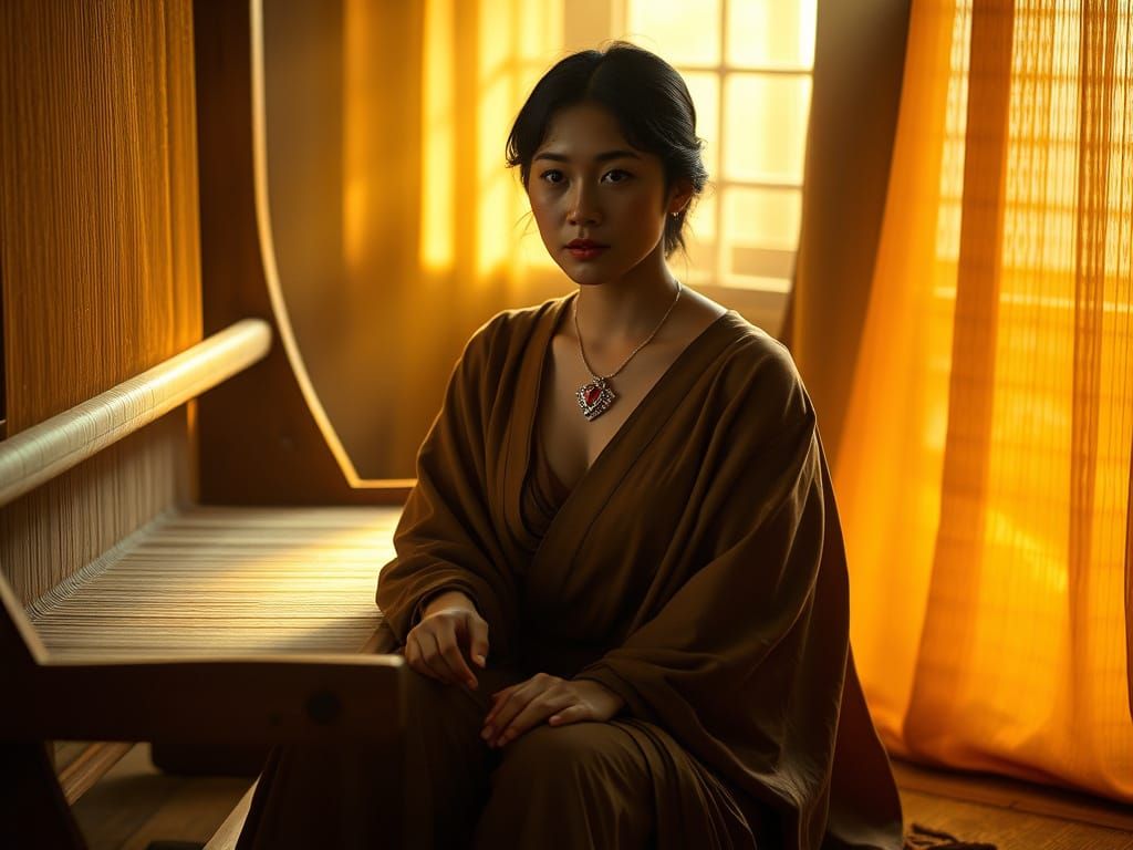 Serene Weaver in Golden Light
