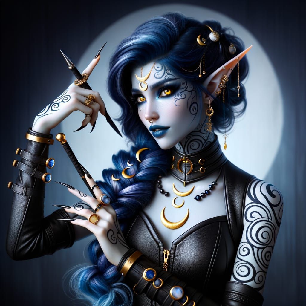 Moonlit Assassin in Black Leather