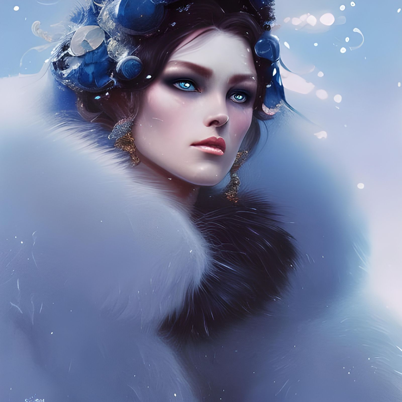 Ice Princess with Crown and Fur Coat