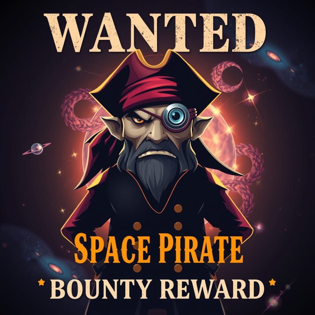 Wanted: Notorious Space Pirate Digital Art Poster