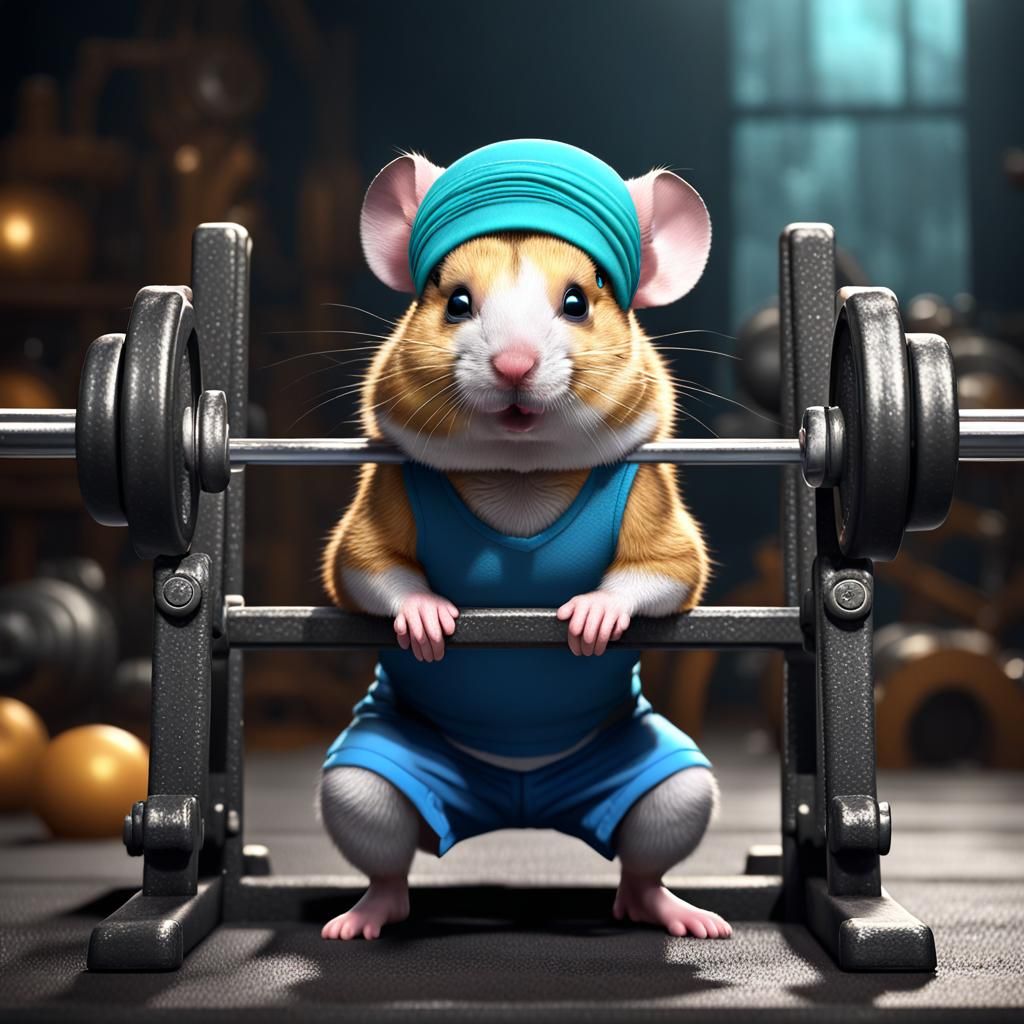 Cute Hamster Bench Press