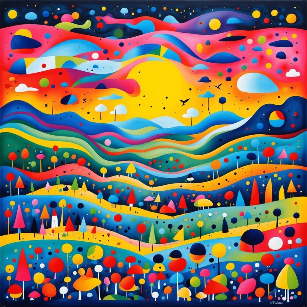 Rainbow Valley Illustration in Floralpunk Style