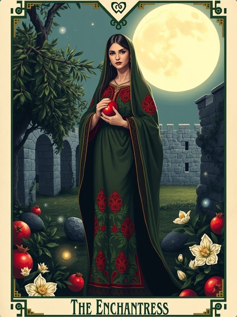 The Enchantress v3 | 🇵🇸 tarot card design (Flux Schnell)