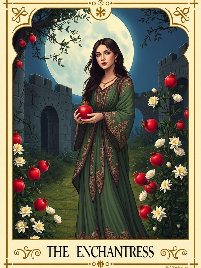 The Enchantress v4 | 🇵🇸 tarot card design (Flux Schnell)