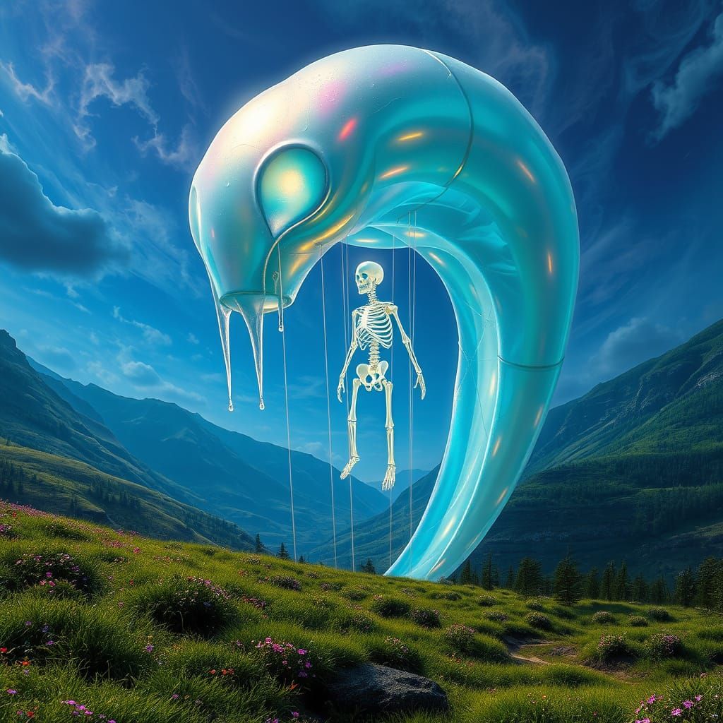 Colossal Iridescent Slime Walks Through Lush Valley