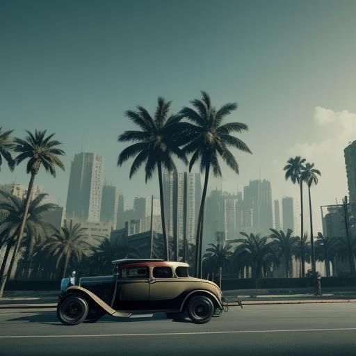 Cyberpunk Crime Scene in Tropical City