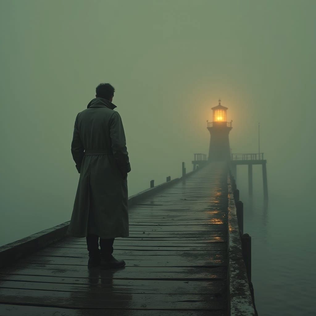 Misty Pier at Twilight: Hopper-esque Isolation