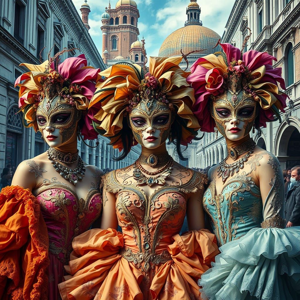 Ladies of Venice Carnival in Baroque Splendor