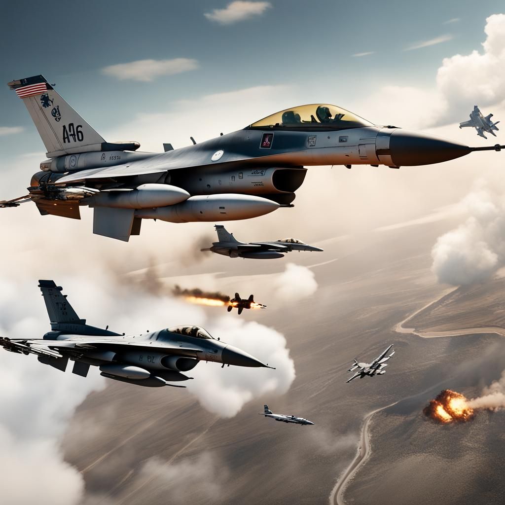 F-16 vs A-10: Aerial Combat in Detailed Matte Painting