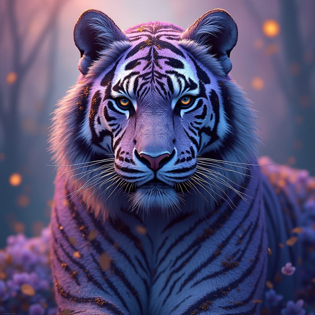 Majestic Tiger with Swirling Fur in Airbrushed Style