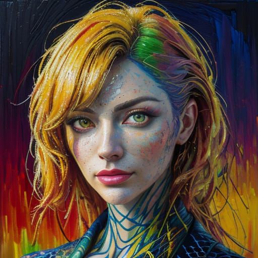 Atomic Lattice Portrait in Neo-Impressionist Style