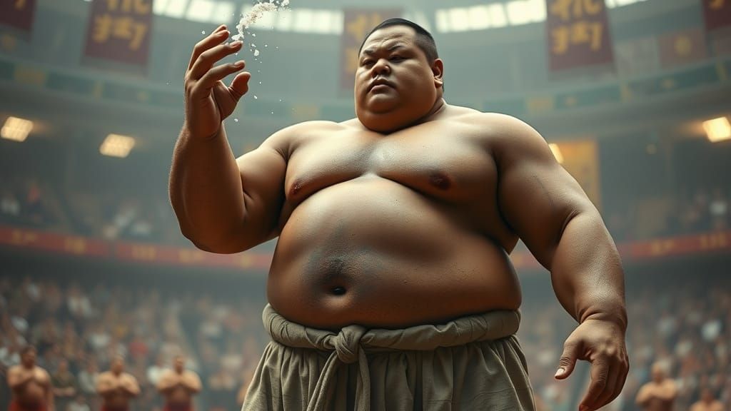 Ancient Sumo Warrior Performs Traditional Cleansing Ritual