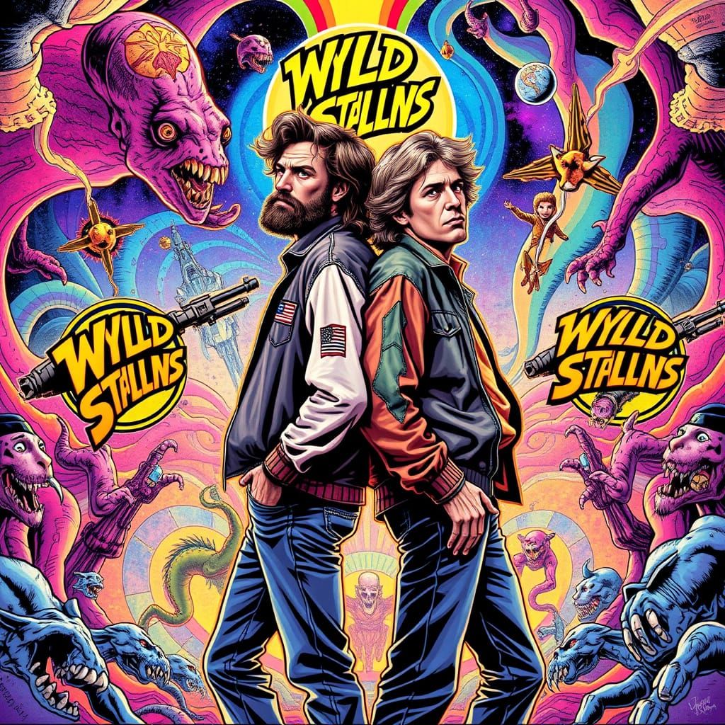 Epic Wyld Stallyns Adventure in Psychedelic Comic Book Style