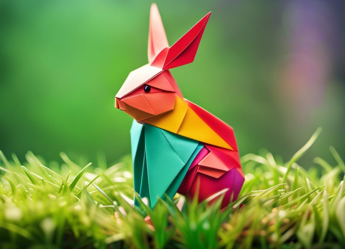 Colourful Origami Rabbit in Japanese Style