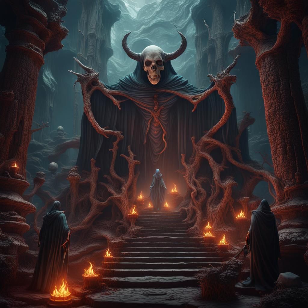 Death Escorting Souls: Detailed Fantasy Concept Art