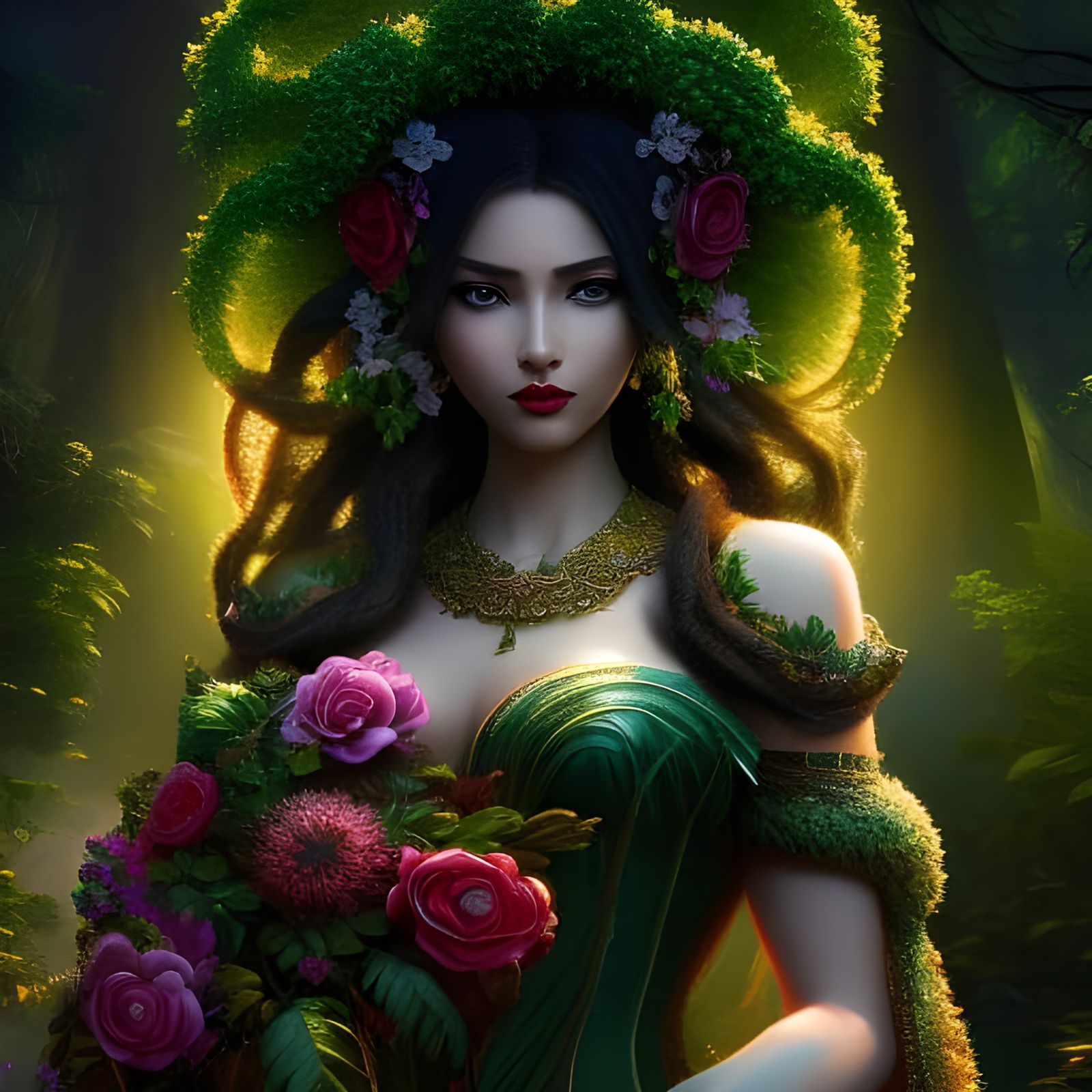 Nature Goddess in a Lush Landscape
