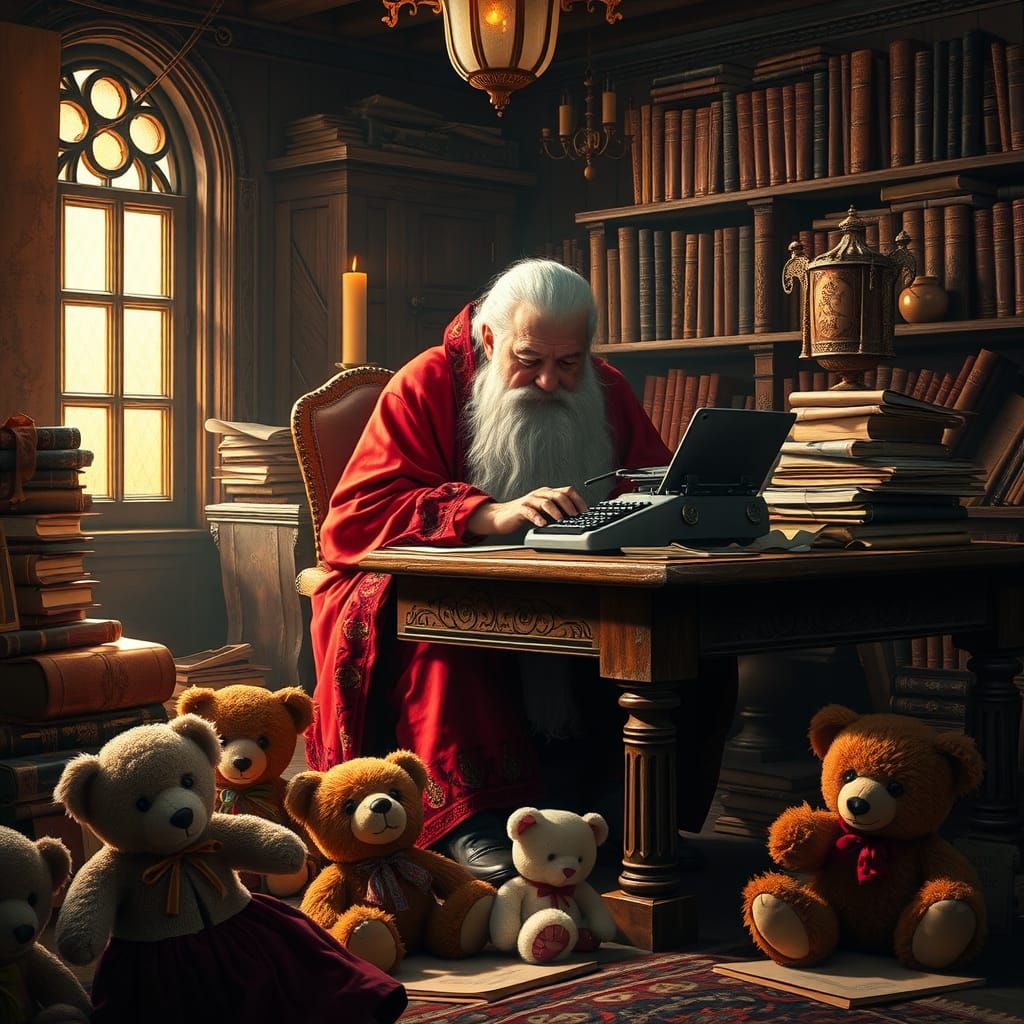 Santa's Study: A Cozy Fantasy Art Scene