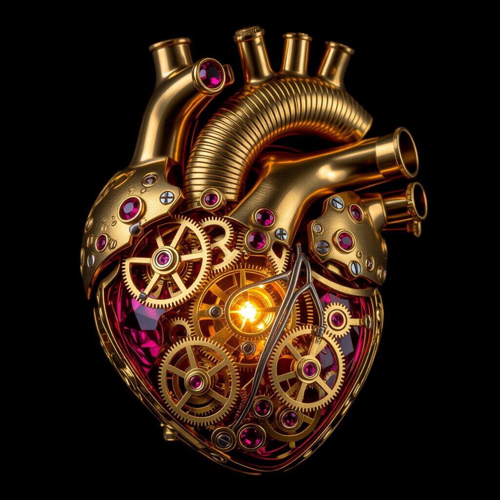 Victorian Clockwork Heart With Ruby Jewels