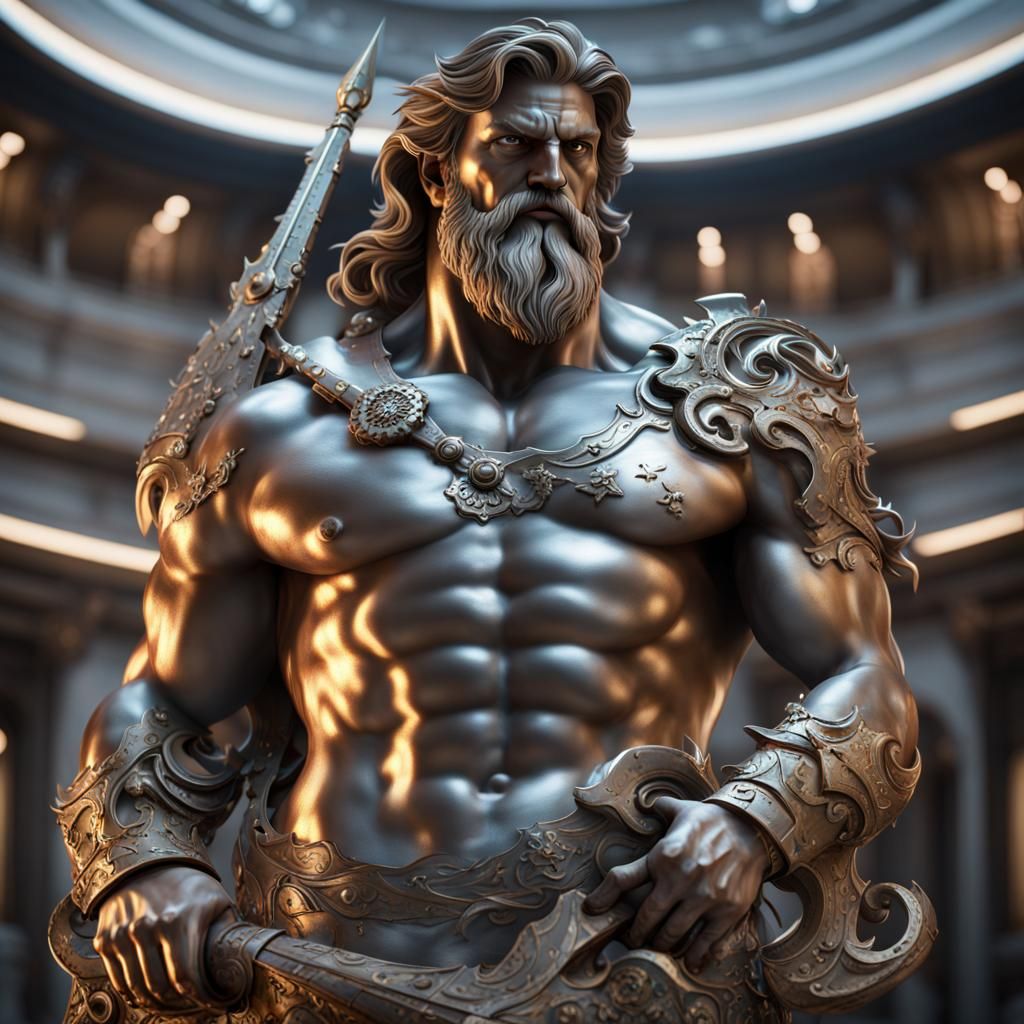 Steel Zeus statue