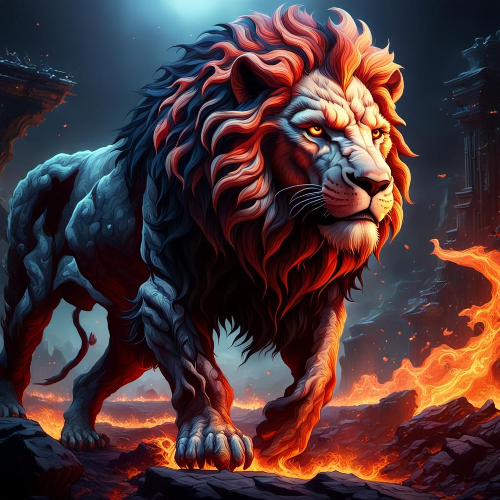 Hellfire Lion Fantasy Concept Art