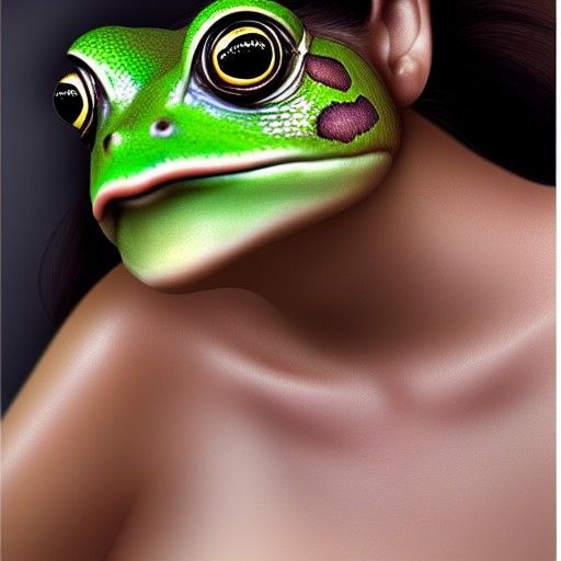 Beautiful Hyperrealistic Frog Woman Portrait in 8k