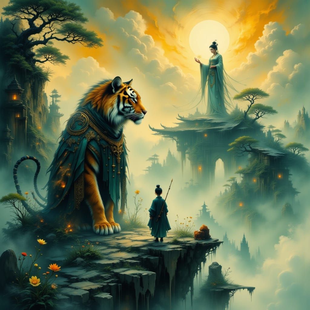 folklore tiger who accompanies or guards