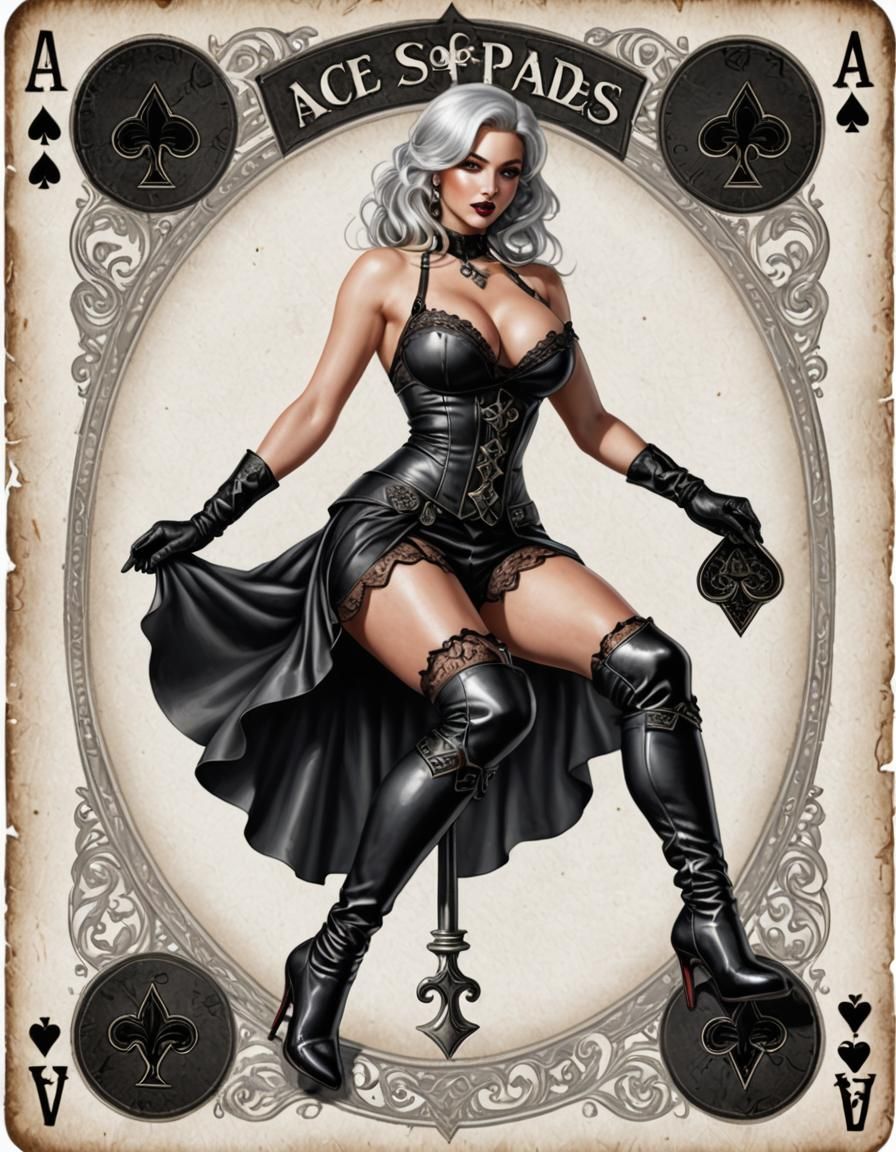 Ace of Spades with Pinup Girl in Hyperrealism