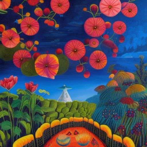 Botanical Surreal Naive Art Portrait