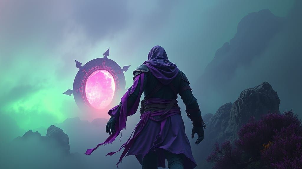 Mystical Figure Lost in Dreamlike Realm