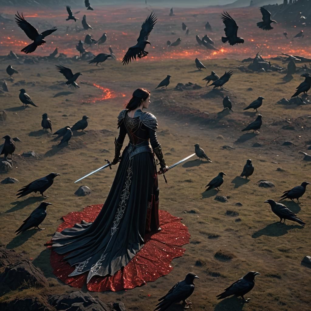 Morrigan: Celtic Goddess of War on Battlefield