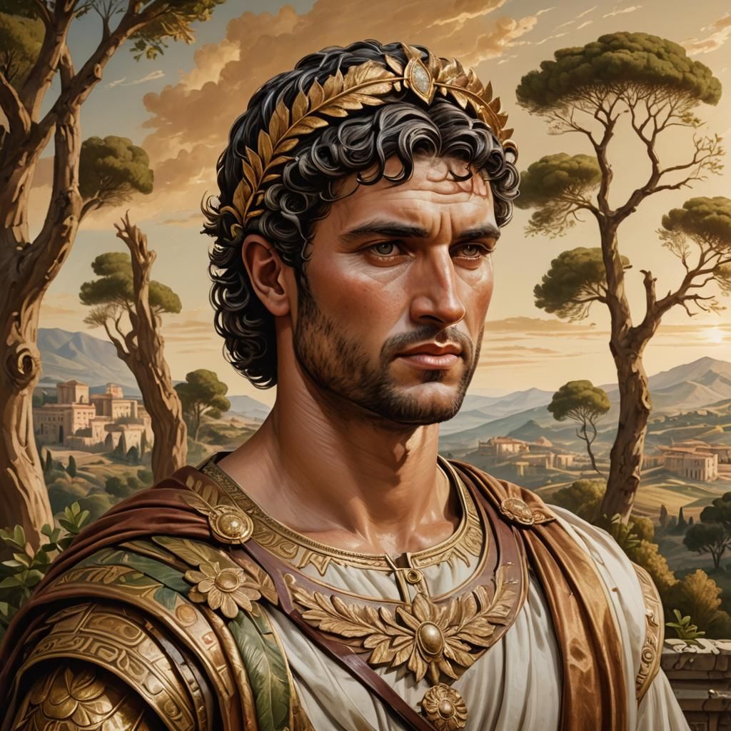 Regal Roman Portrait in Fresco Style