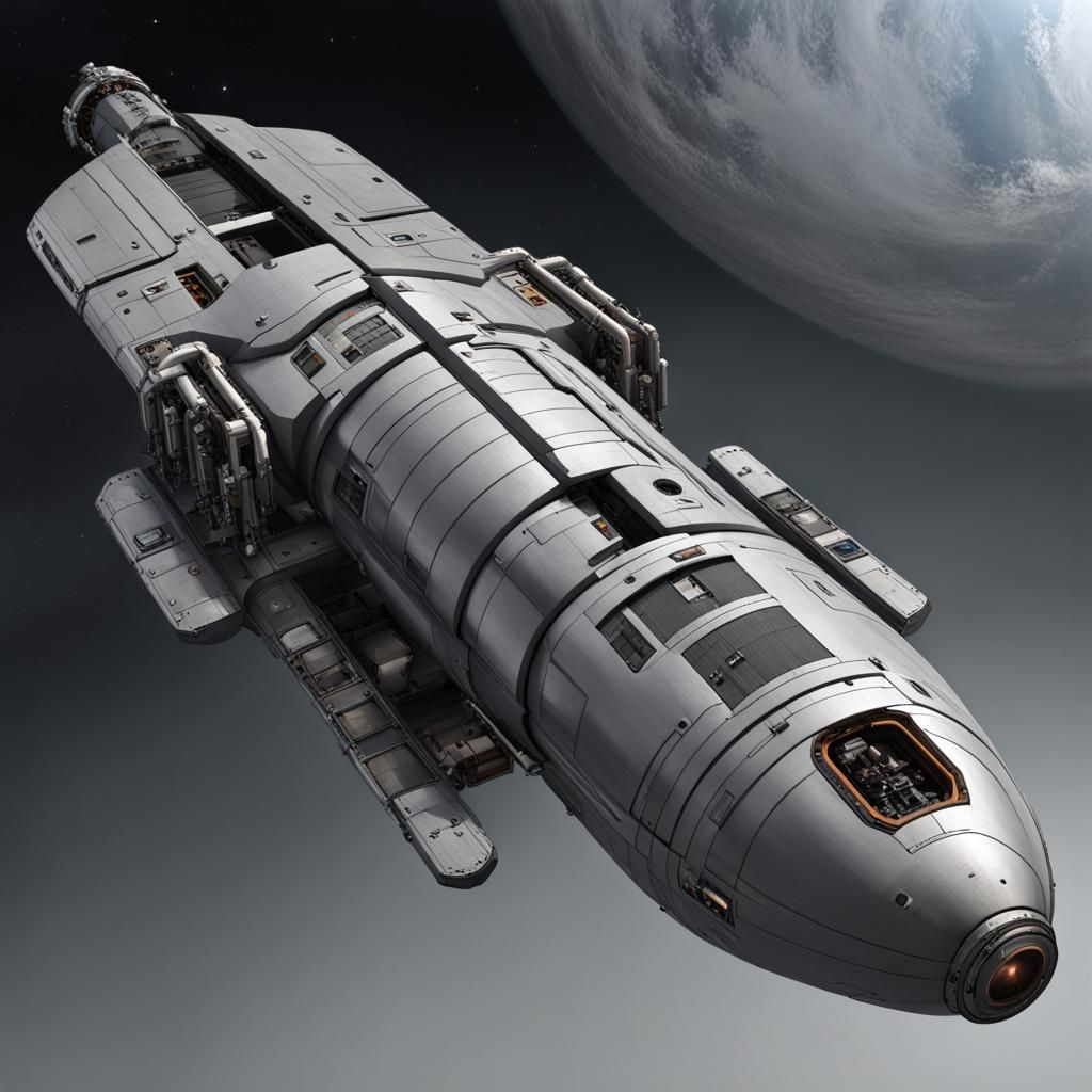 Futuristic Spaceship with Cylindrical Core