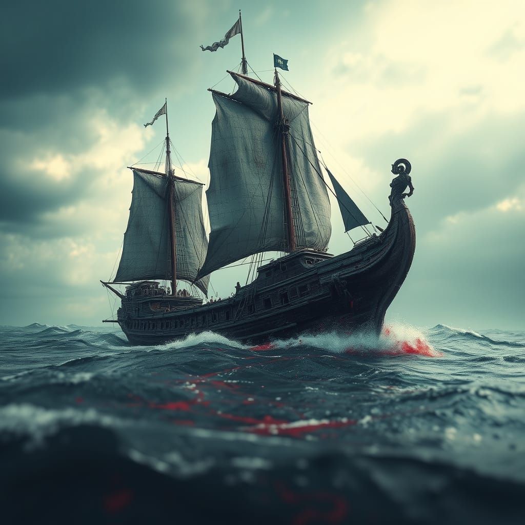 Decaying Leviathan Ship Sails Through Blood-Stained Turbulen...