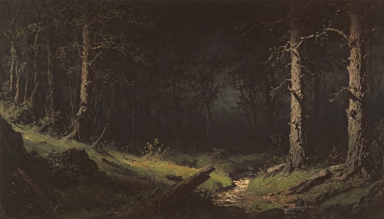 Eerie Eyes Gaze From Wild Wood Landscape