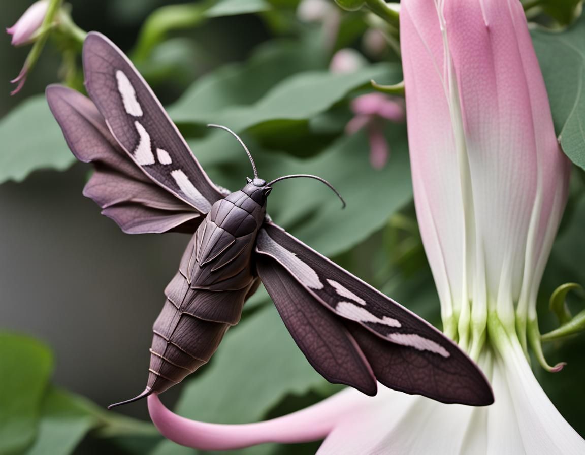 "Hawk-Moth" on Datura Blossom #7